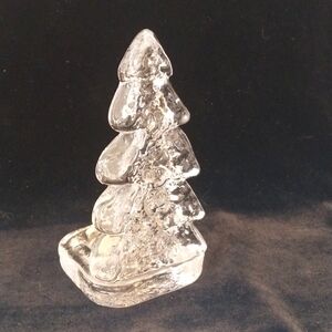 Vintage Sweden Clear Art Glass Christmas Tree Tealight Votive Candle Holder